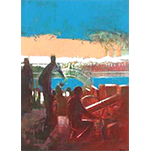 MARCHÉ DES ANTIQUAIRES 3 - 65 cm x 92 cm - Acrylique sur toile de Michel BECKER